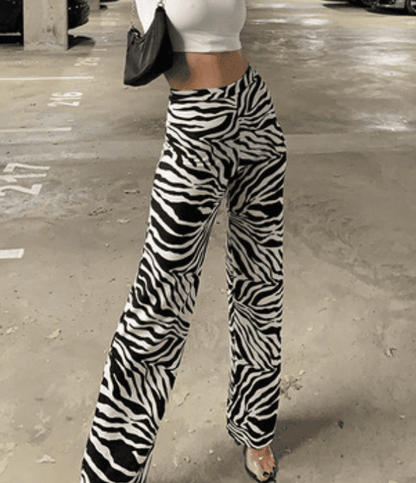 Zebra Printed Wide Leg Pants