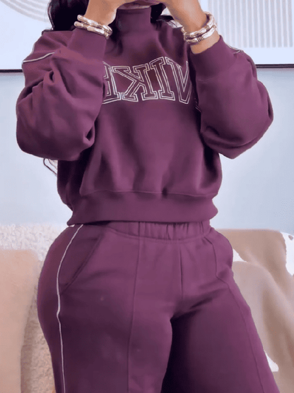 Mock Neck Sweatshirt Joggers 2pc Set