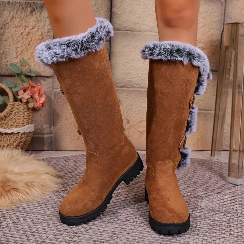 Wool-lined mid-calf boots
