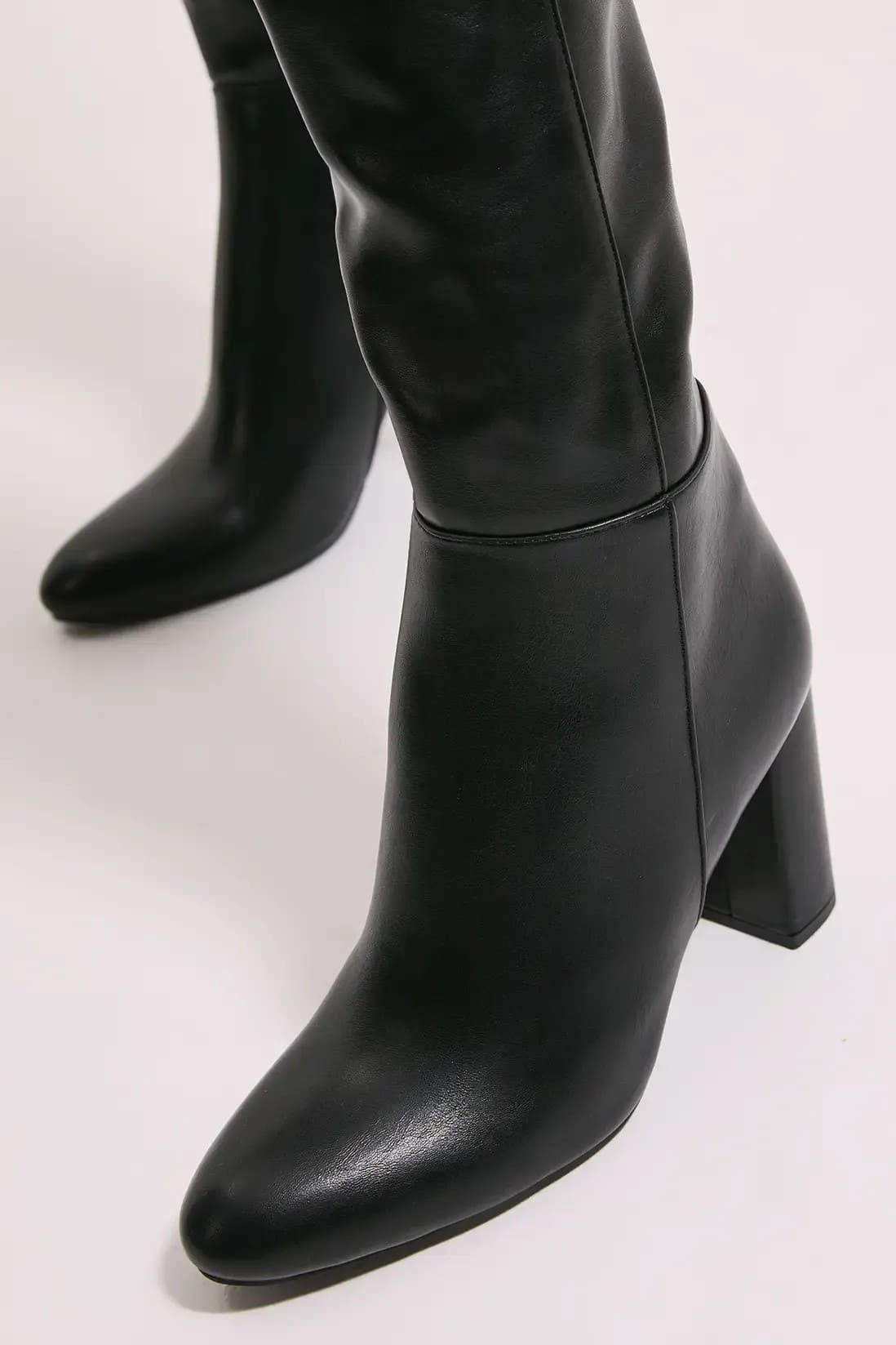 Toe High Block Heel Knee Boots