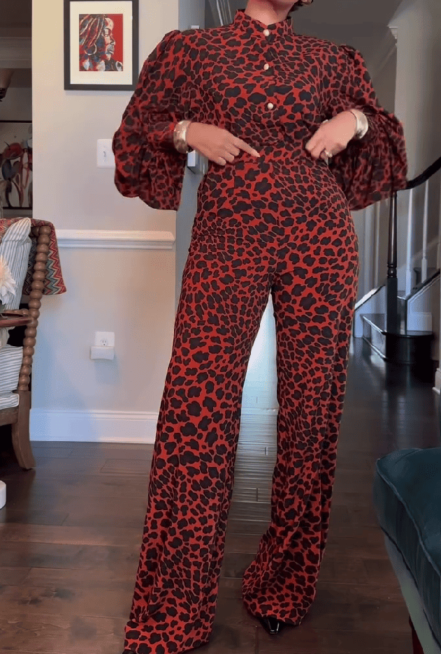 Red Leopard Print Jumpsuit