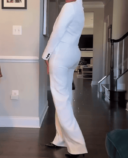 Cropped Striped Jacket And Trousers Set