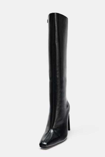 New Leather Pointed Toe Heel Boots