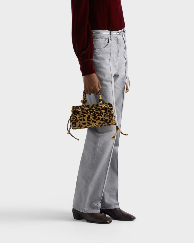 Mini Leopard Print Leather Handbag