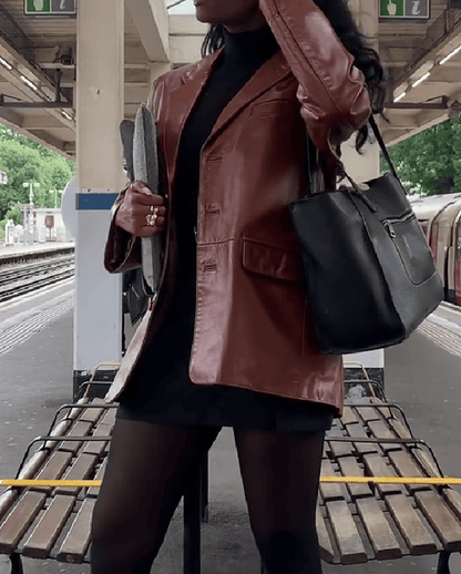 Vintage Genuine Leather Blazer