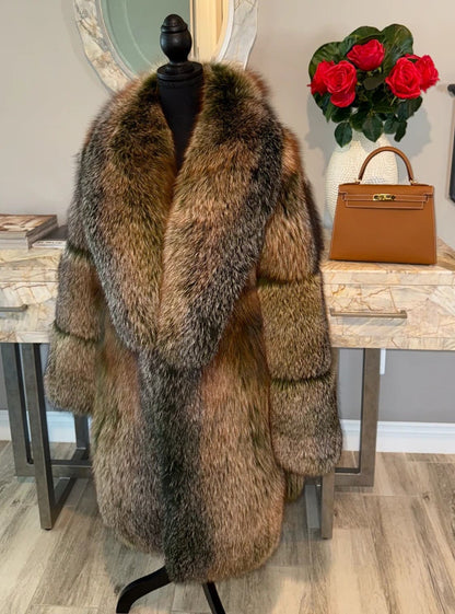 Mid-Length Fox Fur Coat