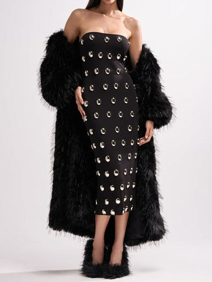 Metal Detailing Midi Dress