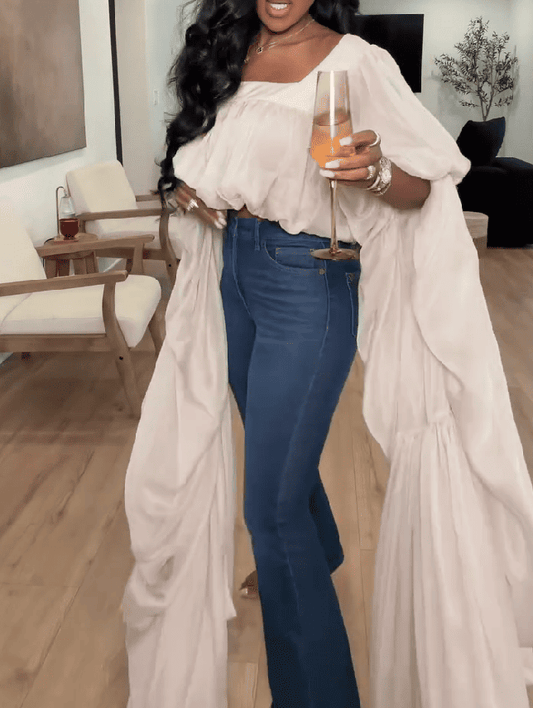 Square Neck Floor-length Sleeves Top