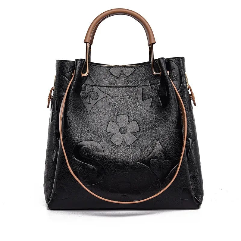 Vintage Embossed Genuine Leather Tote
