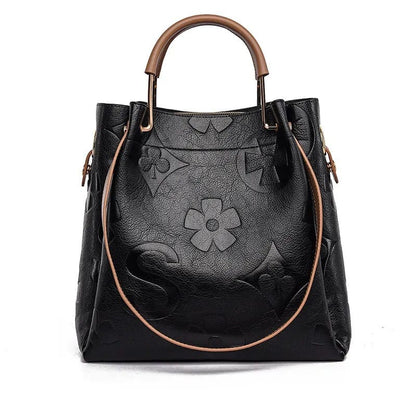 Vintage Embossed Genuine Leather Tote