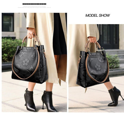 Vintage Embossed Genuine Leather Tote