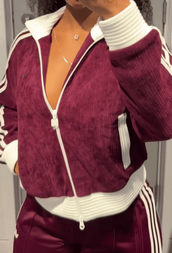 Velour Knit Track Top + Loose Track Bottoms