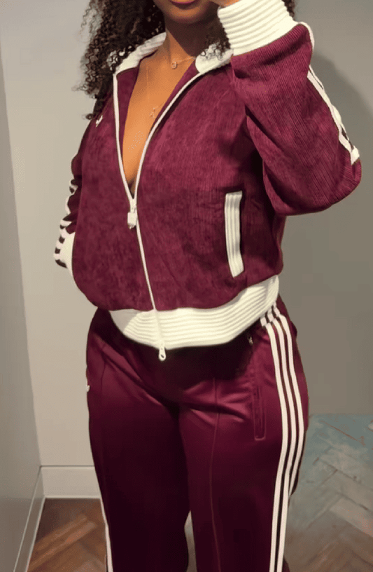Velour Knit Track Top + Loose Track Bottoms