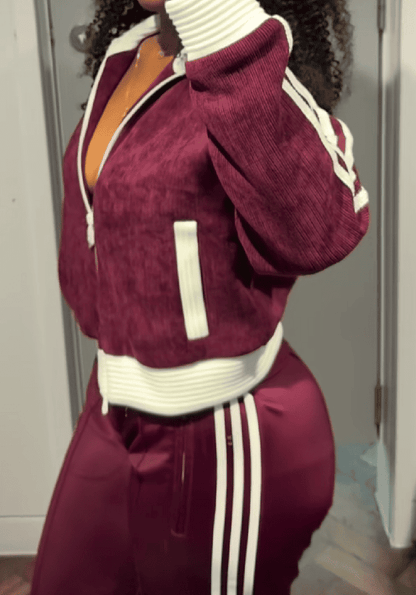 Velour Knit Track Top + Loose Track Bottoms