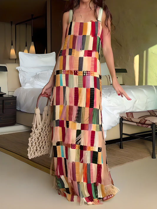 Multicolor Tassel Sling Party Dress
