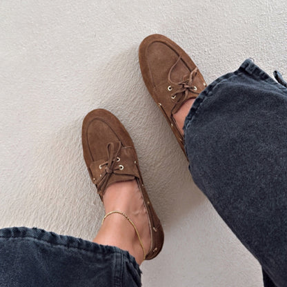 Vintage Round Toe Flat Comfortable Lace-up Shoes