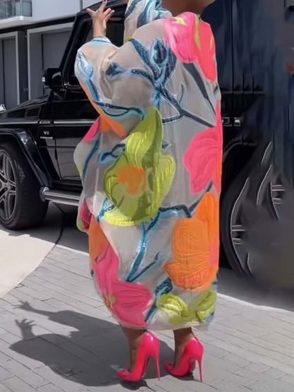 Floral Loose Cardigan Dress