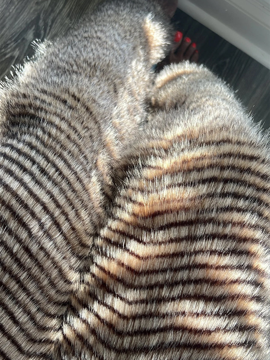 Faux Rabbit Fur Denim Patchwork Jeans