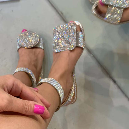 Crystal Stones Flat Sandals