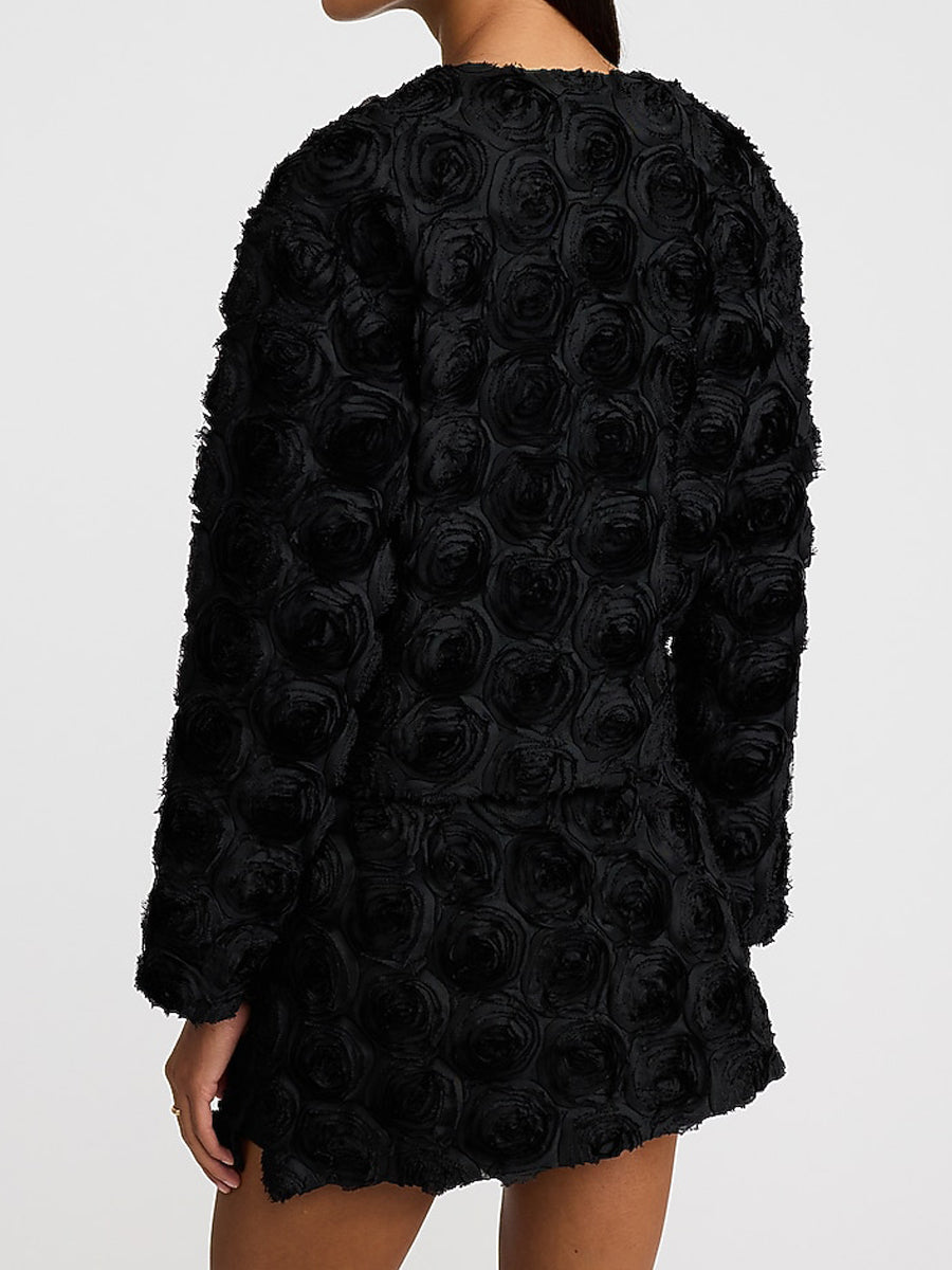 Textured Rosette Design Two Pieces Dress