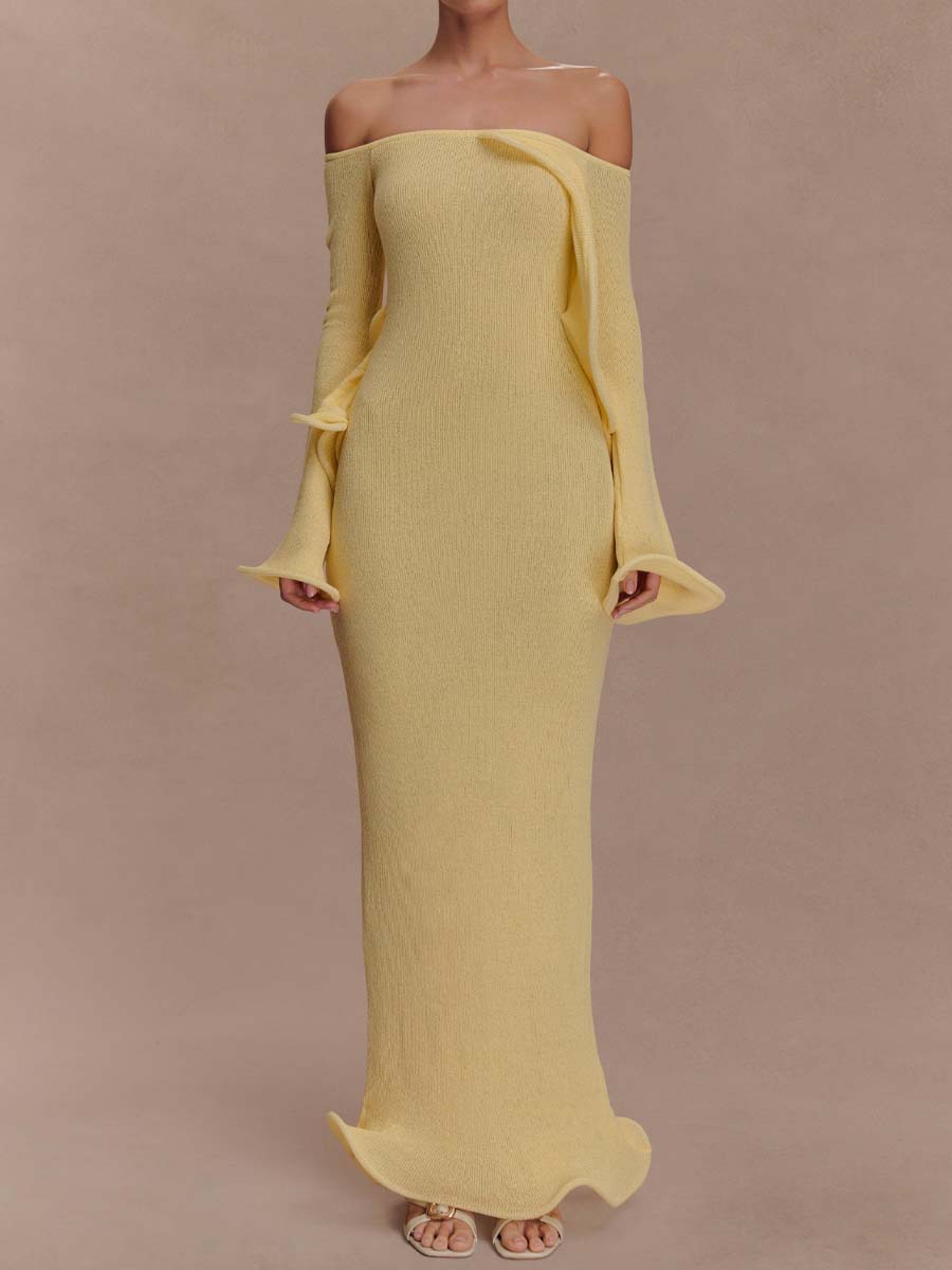 Off Shoulder Knitted Maxi Dress