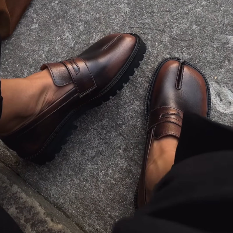 Statement leather toe flats