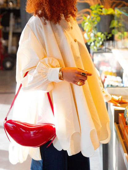 Puffy Sleeve Cut-out Fringed Hem Dress