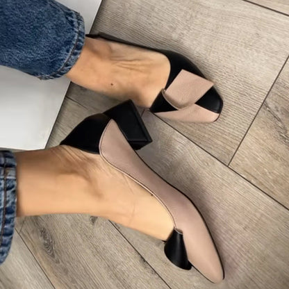 Color Block Low Heel Shoes