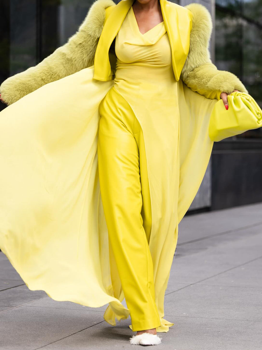 Fashion Faux Fur Patchwork Coat