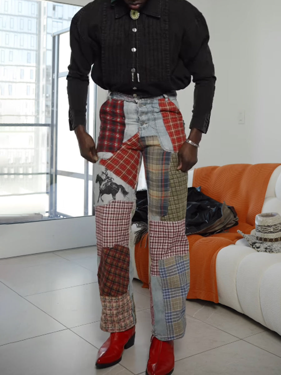 Patchwork Denim Shirt Multi Jeans