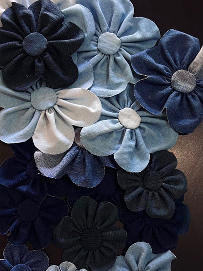 3D Flower Denim Strapped Mini Dress