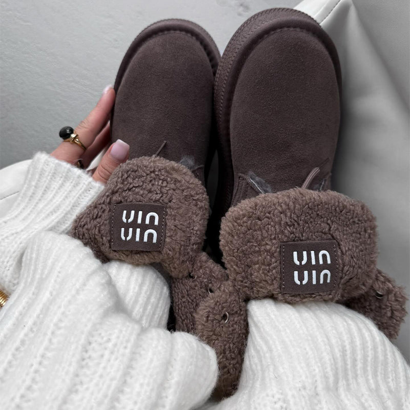 Platform Fleece Lace-Up Snow Boots