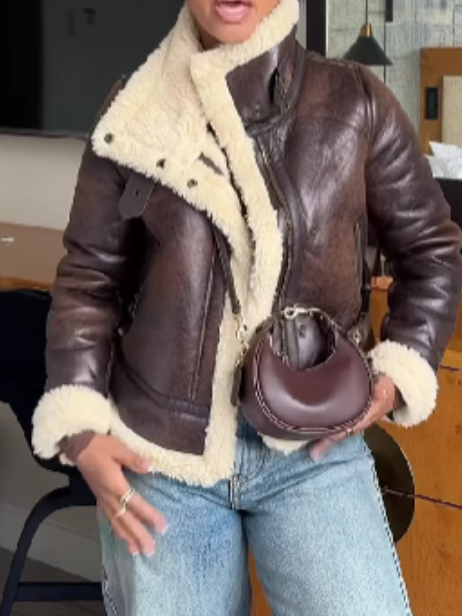 Leather And Velvet Coat