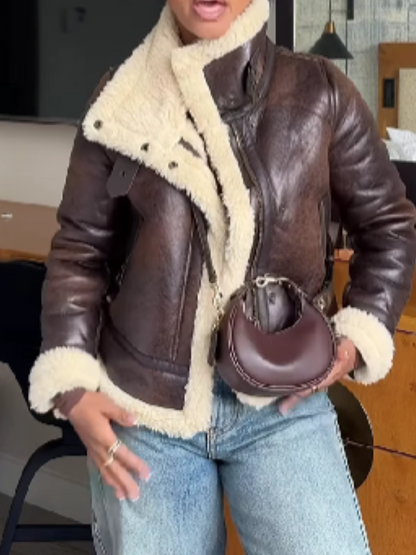 Leather And Velvet Coat