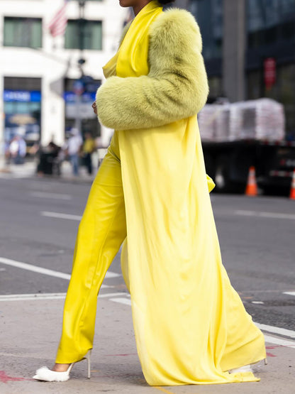 Fashion Faux Fur Patchwork Coat