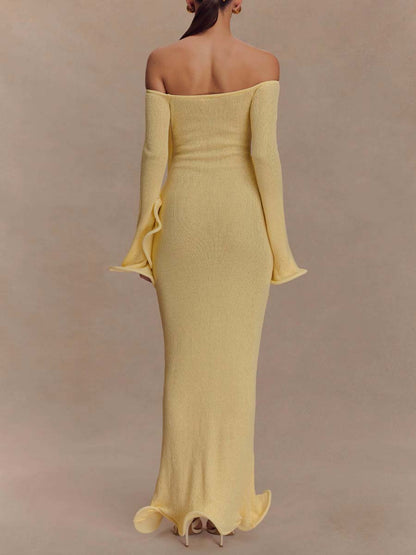 Off Shoulder Knitted Maxi Dress