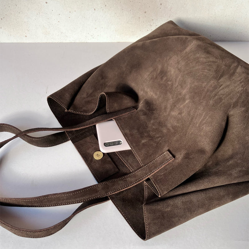 Large Suede Frosted Leather Tote Bag Shoulder Bag