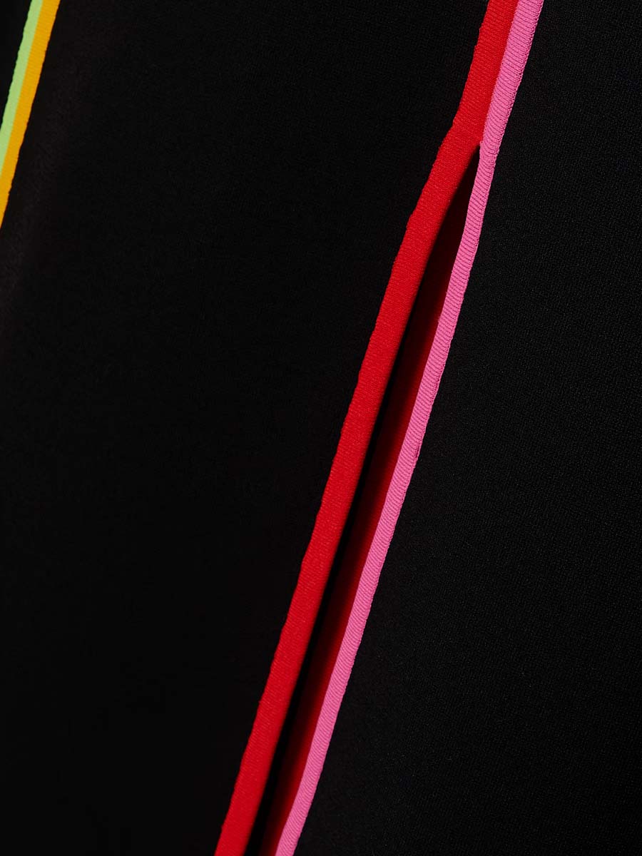 Deep V Neck Striped Stretch-knit Midi Dress