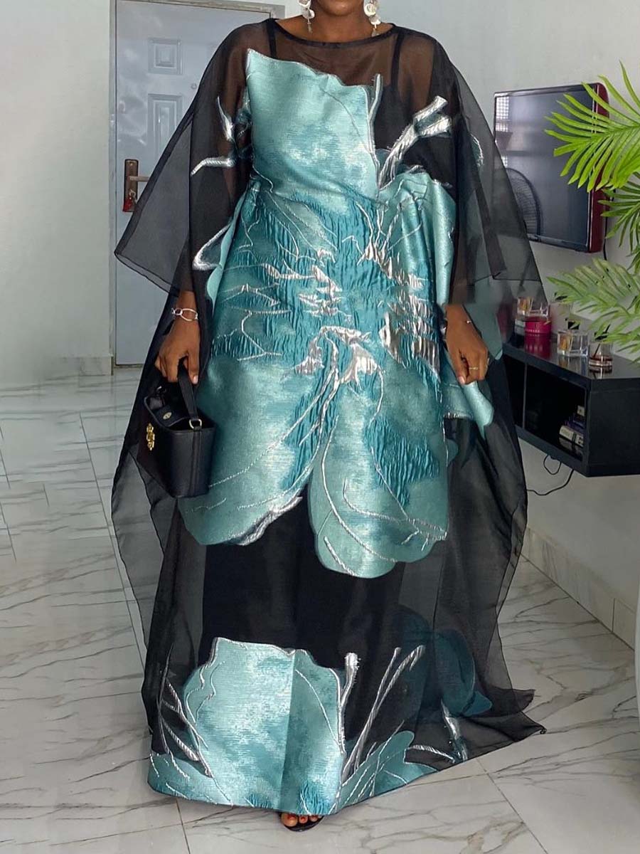 Mesh Printed See-through Cover-up Dress