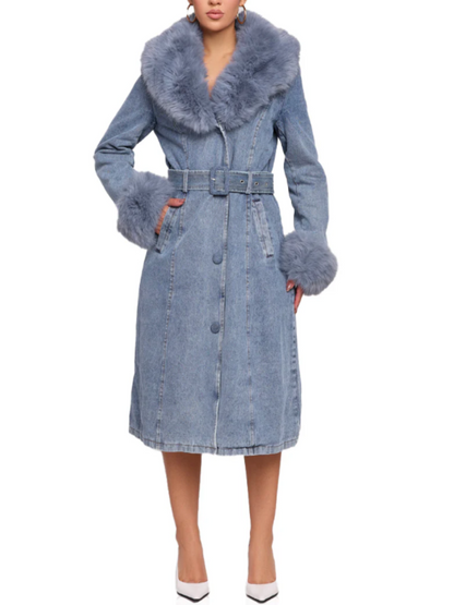 Detachable Plush Denim Jacket