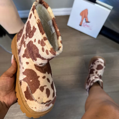 Lightly Furred Thick-soled Boots Snow Boots