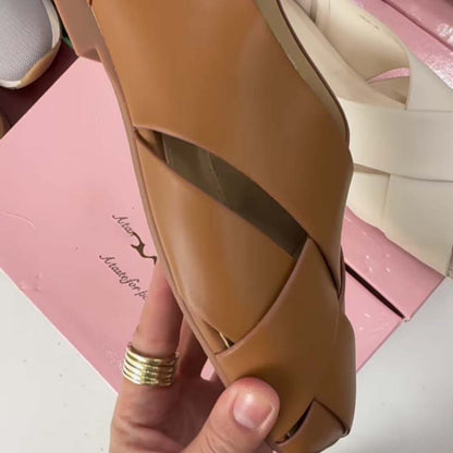 Woven Cutout Flats Gladiator Sandals Shoes