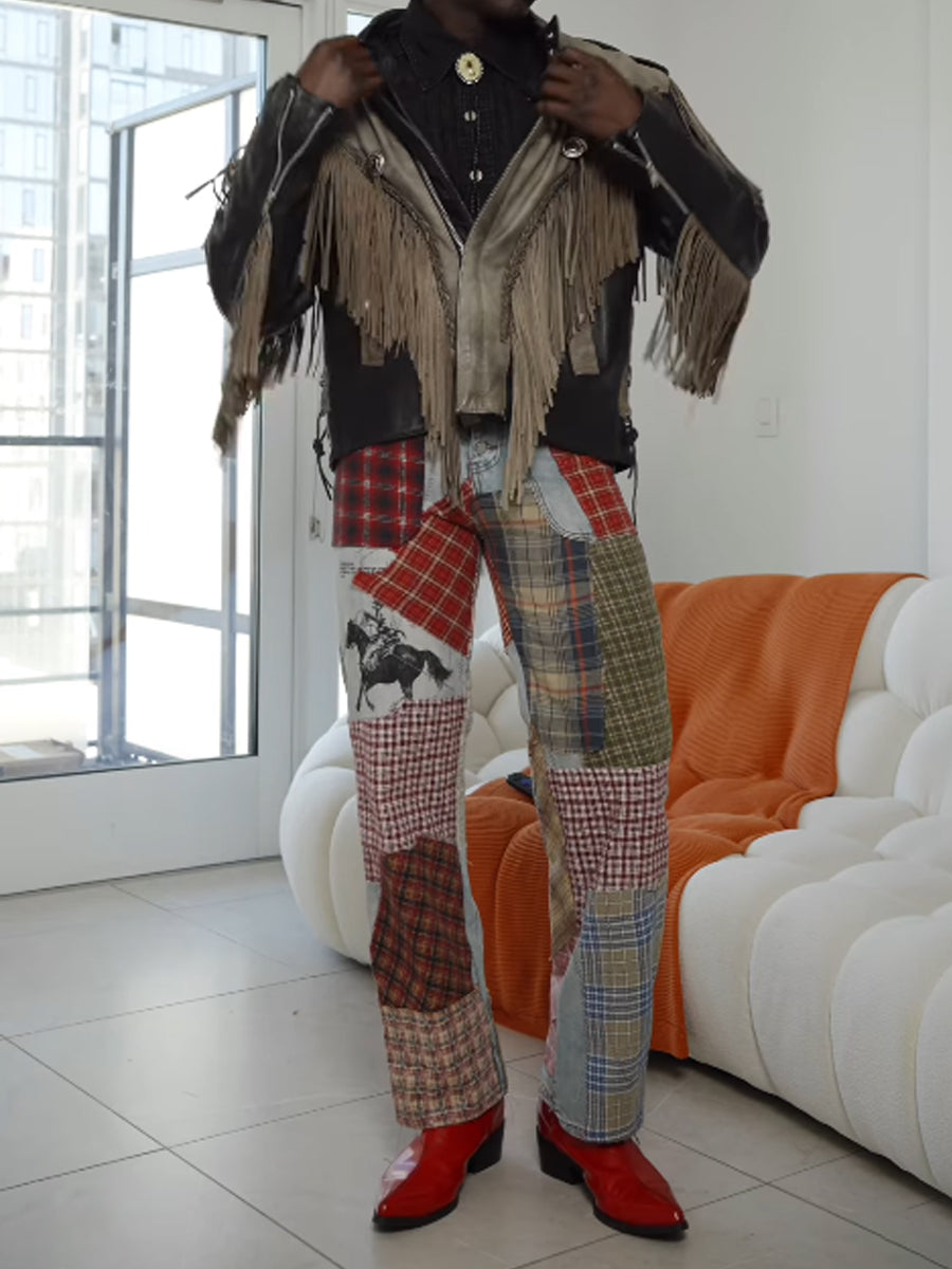 Patchwork Denim Shirt Multi Jeans