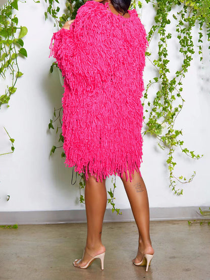 Knitted Crochet Fringe Sweater Cardigan