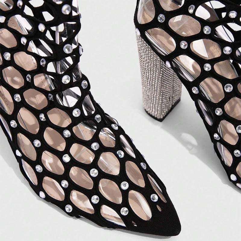 Christmas Pointed Toe Chunky Heel Party Boots