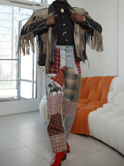 Patchwork Denim Shirt Multi Jeans