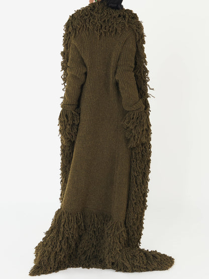 Fashion Oversized Fringe Knitted Coat