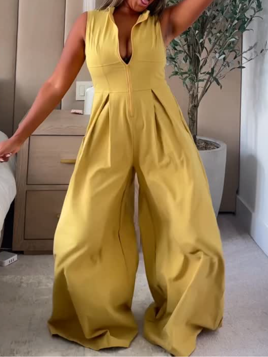 Sleeveless Zip-Up Pants