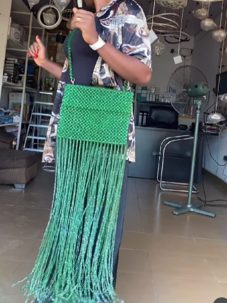 Beaded Fringed Crossbody Bag