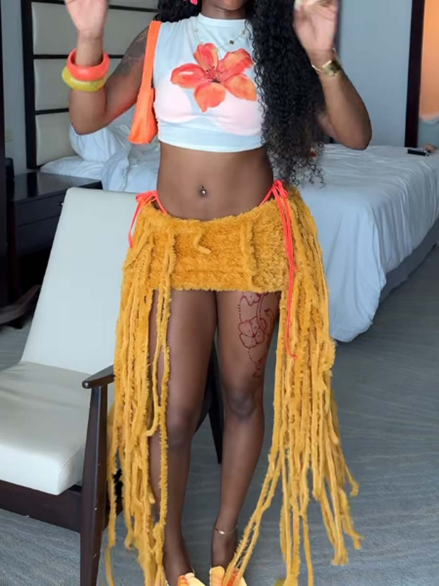 Fashion Fringed Mini Skirt